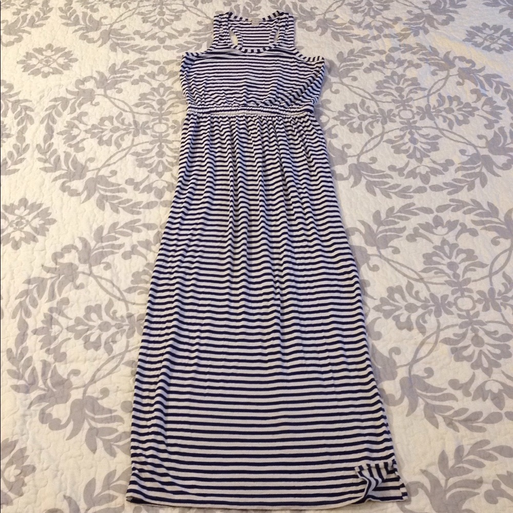 J. Crew Navy Striped Racerback Maxi